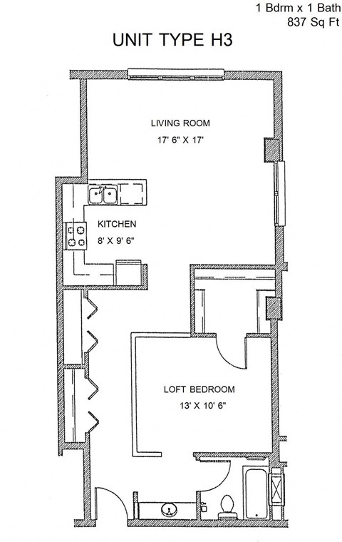 Residences at Capitol Heights Apartment 2D floor plan - Garnet